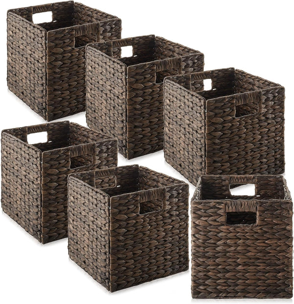  Water Hyacinth Storage Baskets, Espresso