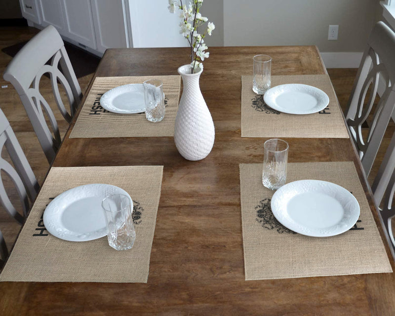 100% Jute Burlap Placemats Rustic Tablemats Look Luxuries for Christmas,Holidays , Weddings, BBQ's, Coffee Maker Mat, Parties 